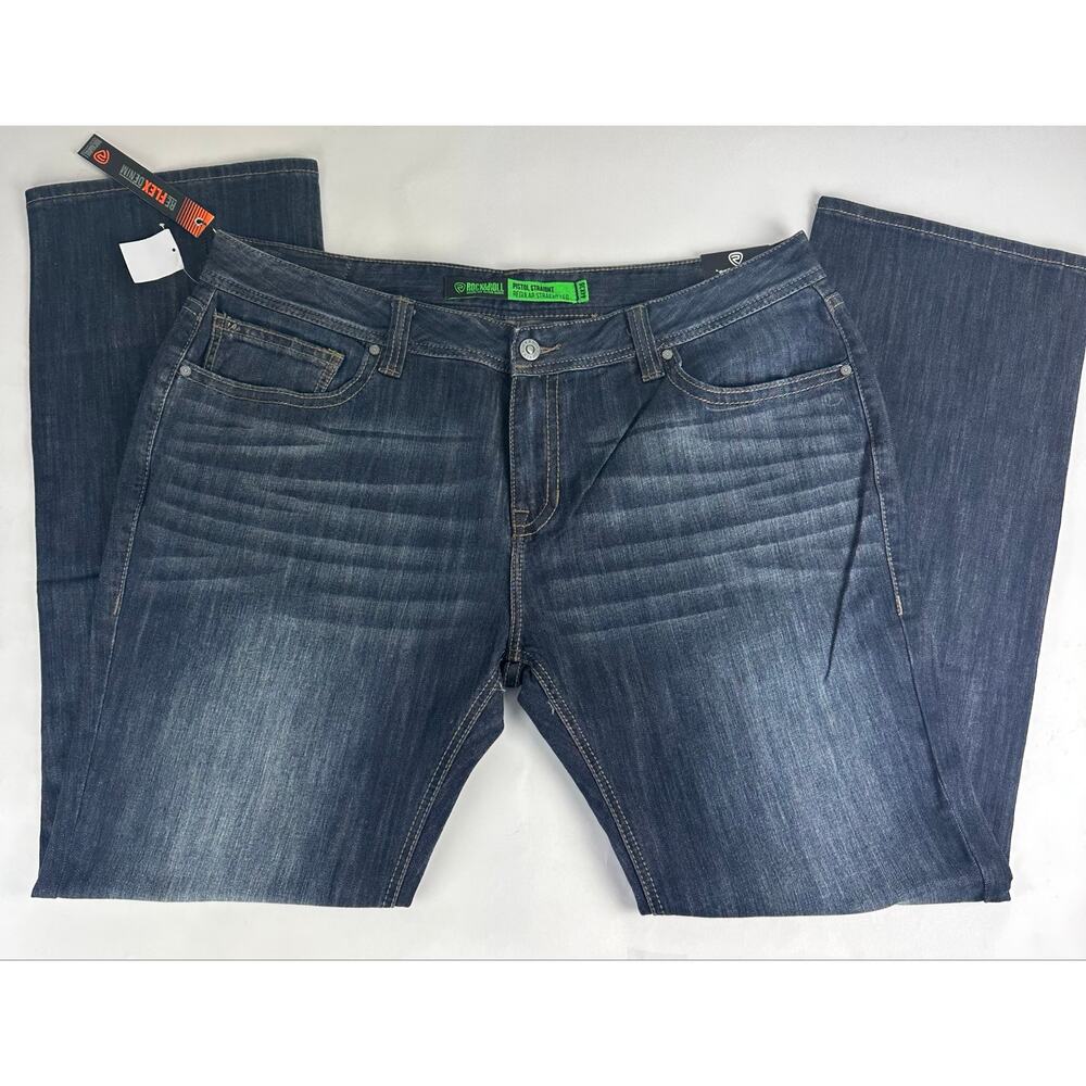 Rock and Roll Denim Pistol Regular Fit Straight Leg Jeans 44x36 Western Dark